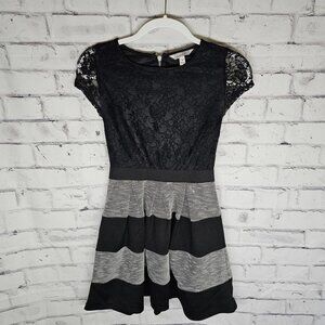 Juniors Dress with Black Lace Top